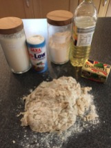 Kneading the roti dough