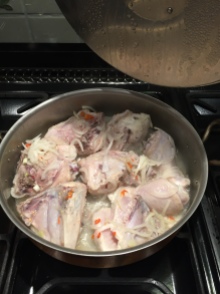 Simmering the chicken