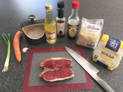 Ingredients for Bulgogi (grilled marinated beef)