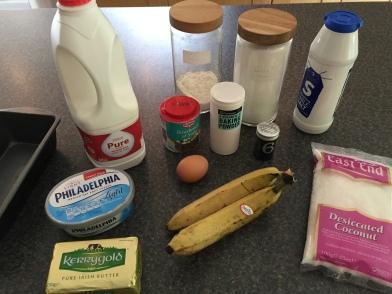 Ingredients for Honduran banana and coconut bread