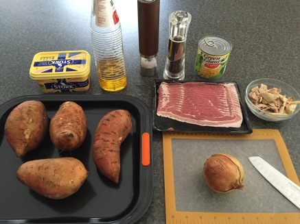 Ingredients for stuffed sweet potatoes