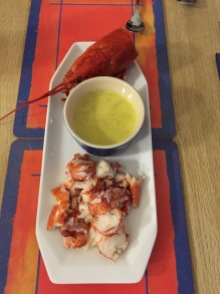 Lobster with coconut curry dip