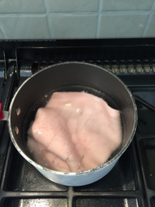 Boiling the pork skin