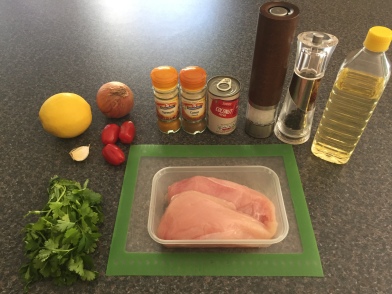Ingredients for Poulet au Coco (Comorian coconut chicken)