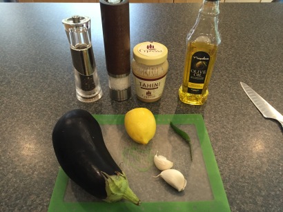 Ingredients for Motabel (aubergine dip)