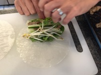 Rolling the Goi Cuon (salad rolls)