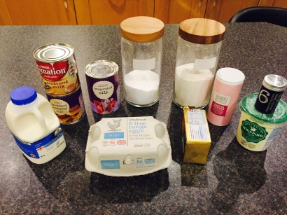 Ingredients for Nicaraguan Tres leches (Three milks cake)