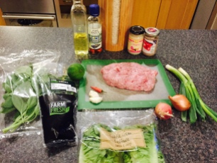 Ingredients for Larb (marinated meat salad)