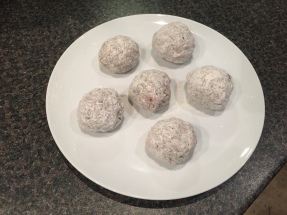 Jo jo meat balls (made with beef, green pepper, potato and egg)